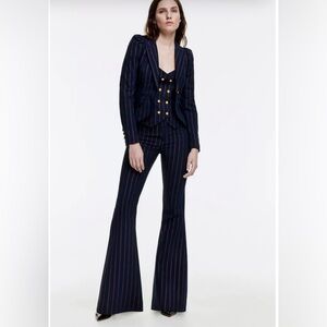 SMYTHE Metallic Stripe Bootcut Pants NWT SIZE 6 NAVY COPPER PINSTRIPE